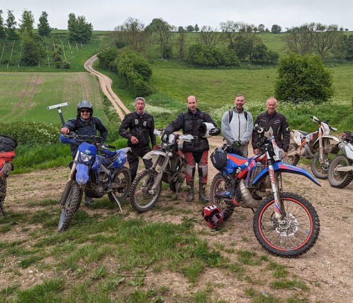 Grouped around bikes